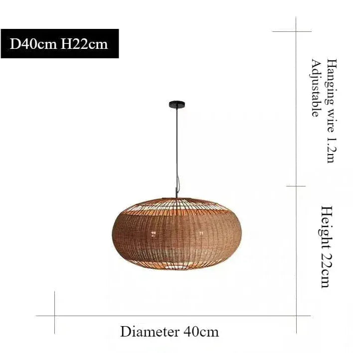 BE SHINE Suspension en rotin de style bali DIAMÈTRE 40cm HAUTEUR 22cm / LUMIÈRE CHAUDE