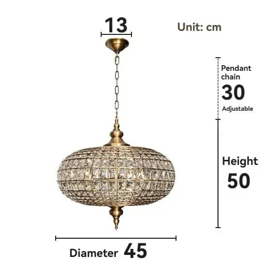 BE SHINE Suspension orientale en cristal DIAMÈTRE 45CM CUIVRE / LUMIÈRE NEUTRE 4000k