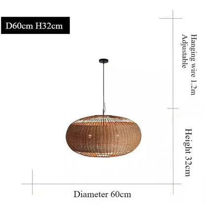 BE SHINE Suspension en rotin de style bali DIAMÈTRE 60cm HAUTEUR 32cm / LUMIÈRE CHAUDE