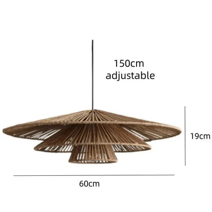 BE SHINE Suspension en osier style japonais DIAMÈTRE 60CM / LUMIÈRE CHAUDE 3000k