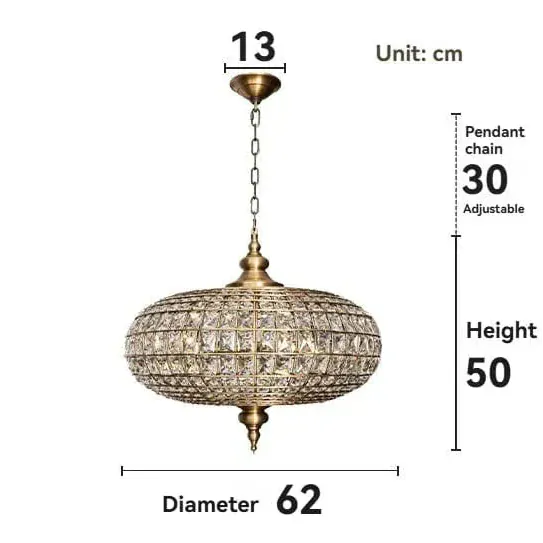 BE SHINE Suspension orientale en cristal DIAMÈTRE 62CM FER FORGÉ / LUMIÈRE NEUTRE 4000k