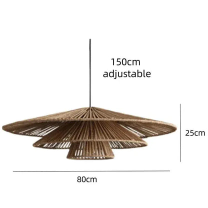 BE SHINE Suspension en osier style japonais DIAMÈTRE 80CM / LUMIÈRE CHAUDE 3000k