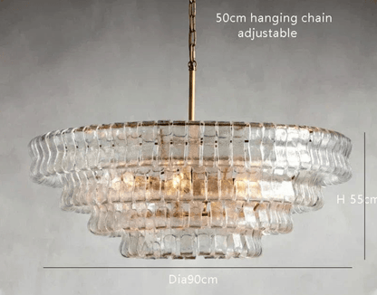 BE SHINE Suspension en verre art-déco DIAMÈTRE 90 CM OR TRANSPARENT / LUMIÈRE NEUTRE