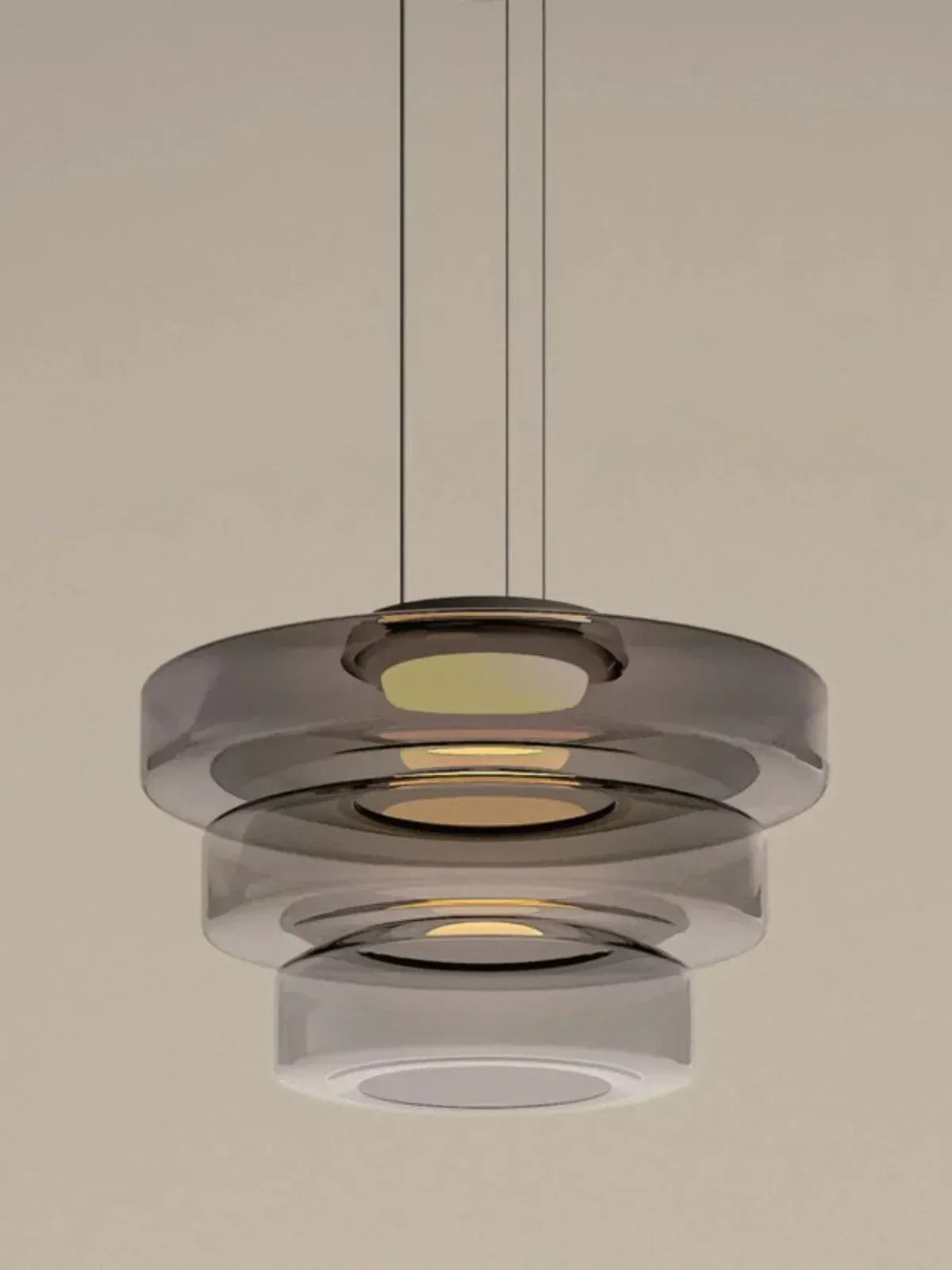 BE SHINE Suspension abat-jour en verre GRIS FUMÉ 25cm 35cm 45cm / LUMIÈRE CHAUDE