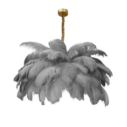 BE SHINE Suspension XXL à plume GRIS / LARGEUR : 80 CM / HAUTEUR : 40 CM / NOMBRE DE PLUMES : 34