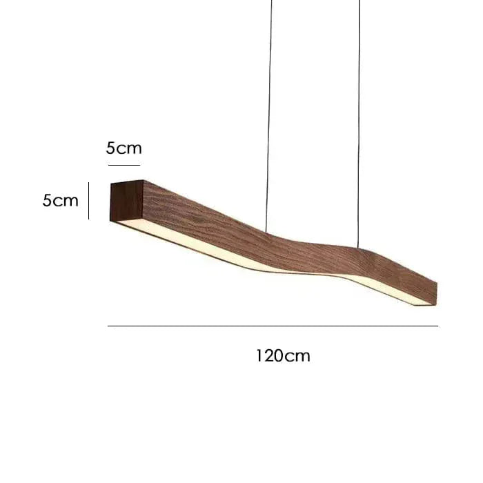 BE SHINE Suspension plate barre led bois 120 cm LUMIÈRE CHAUDE