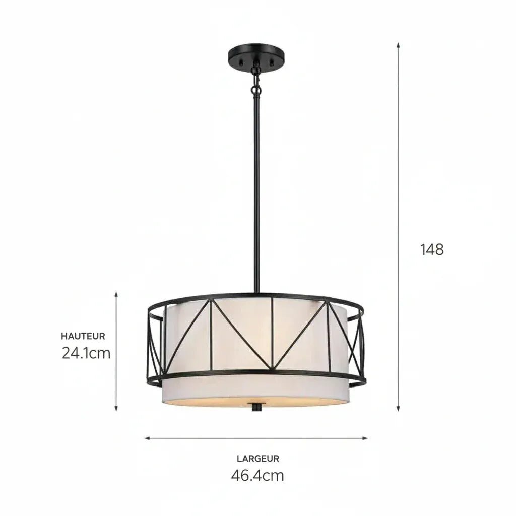 BE SHINE Suspension luminaire chic NOIR - 45CM / LUMIÈRE NEUTRE