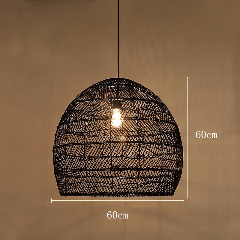 BE SHINE Suspension en rotin ajourée design bohème-chic NOIR 60CM