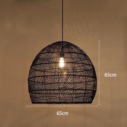BE SHINE Suspension en rotin ajourée design bohème-chic NOIR 65CM