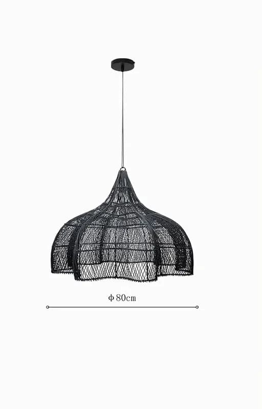 BE SHINE Suspension grand diamètre en rotin NOIR DIAMÈTRE  80 CM / LUMIÈRE FROIDE