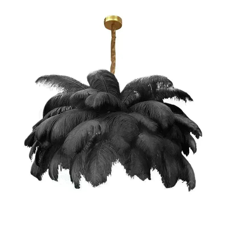 BE SHINE Suspension XXL à plume NOIR / LARGEUR : 80 CM / HAUTEUR : 40 CM / NOMBRE DE PLUMES : 34