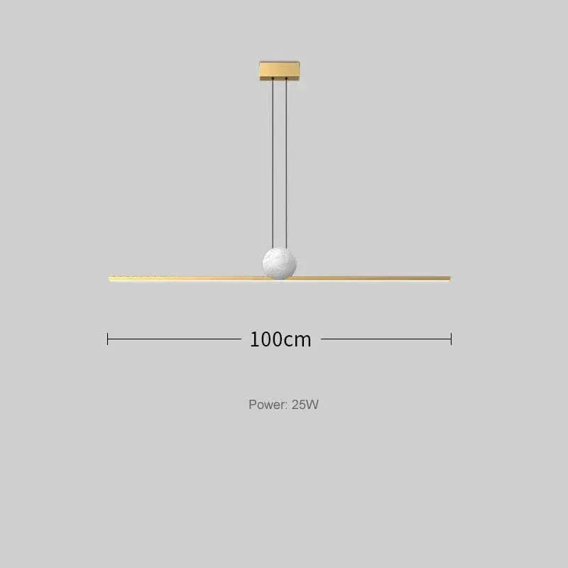 BE SHINE Suspension barre led avec boule marbrée OR 100 CM / LUMIÈRE CHAUDE