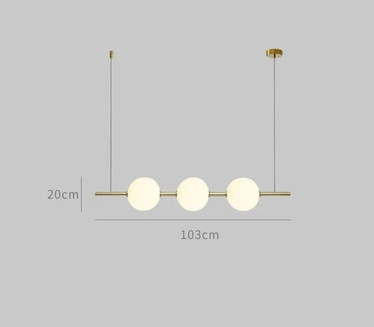 BE SHINE Suspension doré longue avec boules blanche OR 103cm / LUMIÈRE FROIDE 6000K