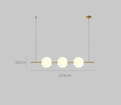 BE SHINE Suspension doré longue avec boules blanche OR 103cm / LUMIÈRE FROIDE 6000K