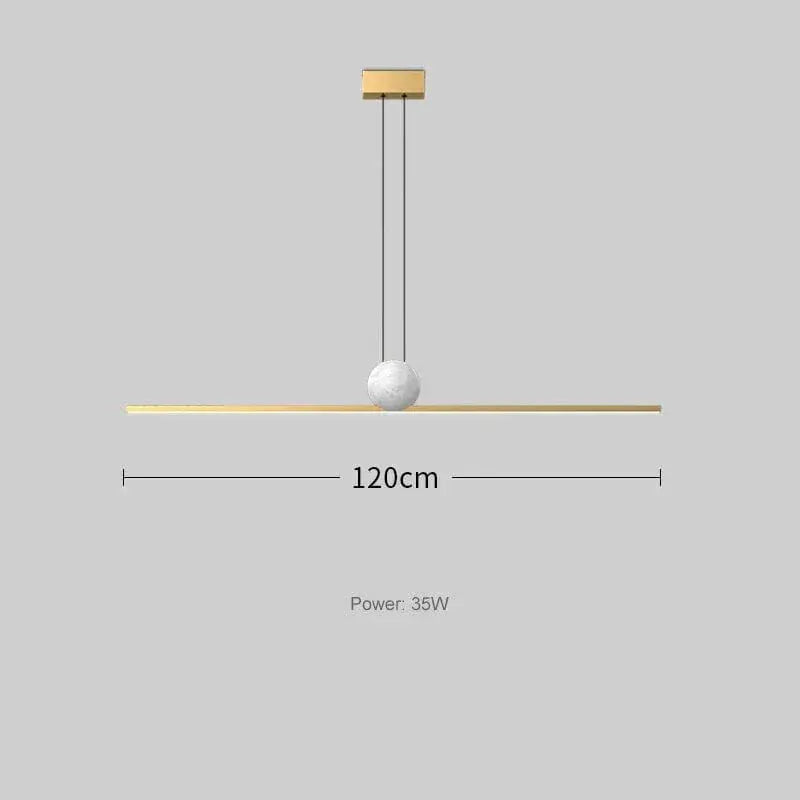 BE SHINE Suspension barre led avec boule marbrée OR 120 CM / LUMIÈRE CHAUDE