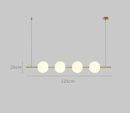 BE SHINE Suspension doré longue avec boules blanche OR 125cm / LUMIÈRE FROIDE 6000K