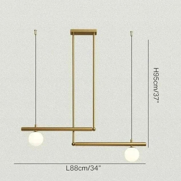 BE SHINE Suspension doré design géométrique OR 2 TÊTES A / LUMIÈRE CHAUDE