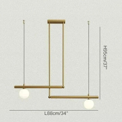 BE SHINE Suspension doré design géométrique OR 2 TÊTES A / LUMIÈRE CHAUDE