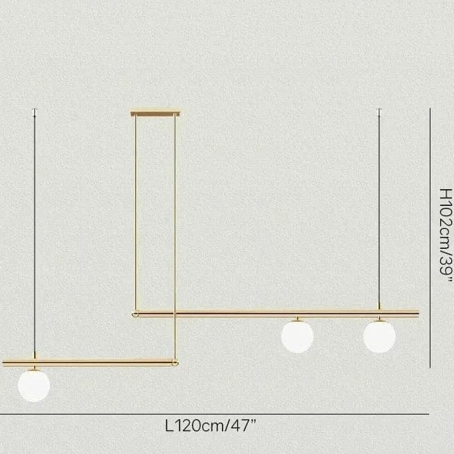 BE SHINE Suspension doré design géométrique OR 3 TÊTES / LUMIÈRE CHAUDE