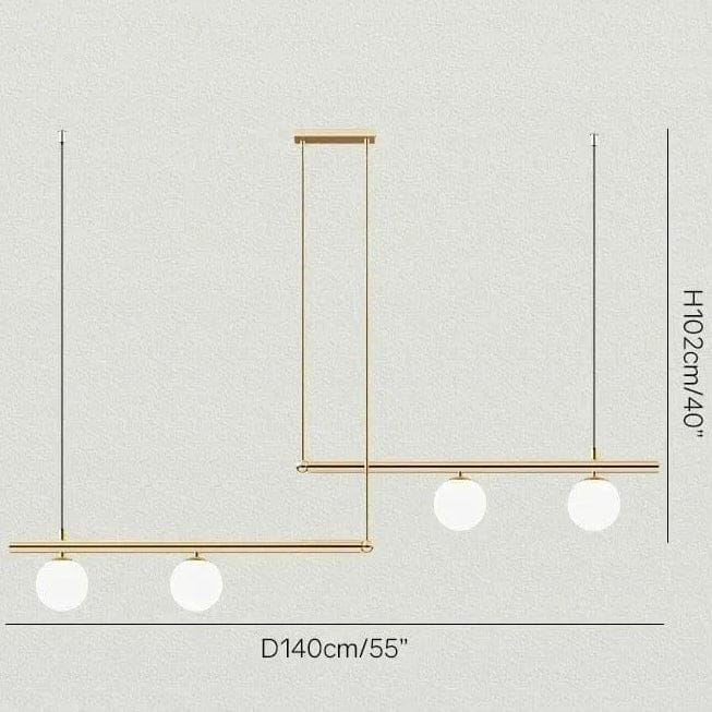 BE SHINE Suspension doré design géométrique OR 4 TÊTES / LUMIÈRE CHAUDE