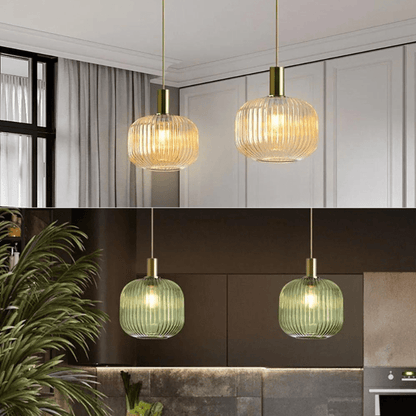 BE SHINE Petite suspension en verre ornée de laiton