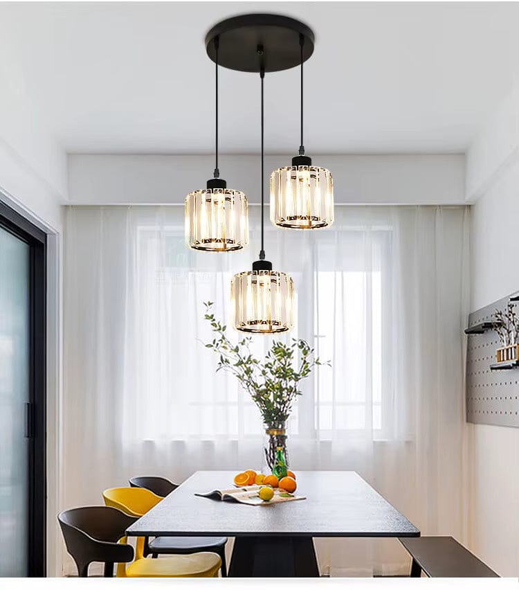 BE SHINE Suspension 3 lampes cube en verre côtelé