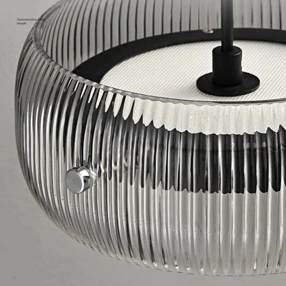 BE SHINE Suspension 4 lampes en verre côtelé