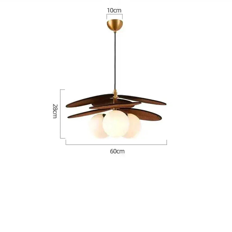 BE SHINE Suspension fleur en bois couleur ébène SUSPENSION  60 CM / LUMIÈRE CHAUDE