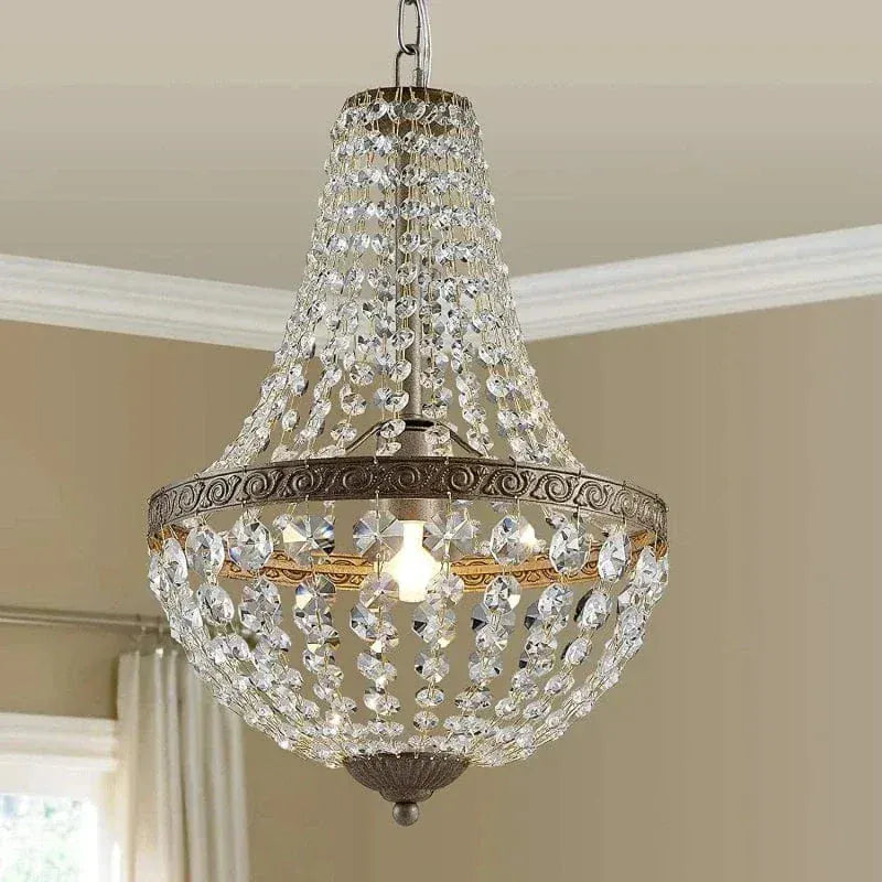 BE SHINE Suspension baroque avec pampille cristal et fer gravé