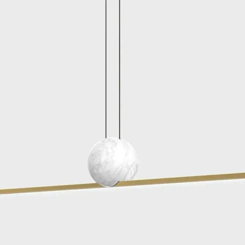 BE SHINE Suspension barre led avec boule marbrée