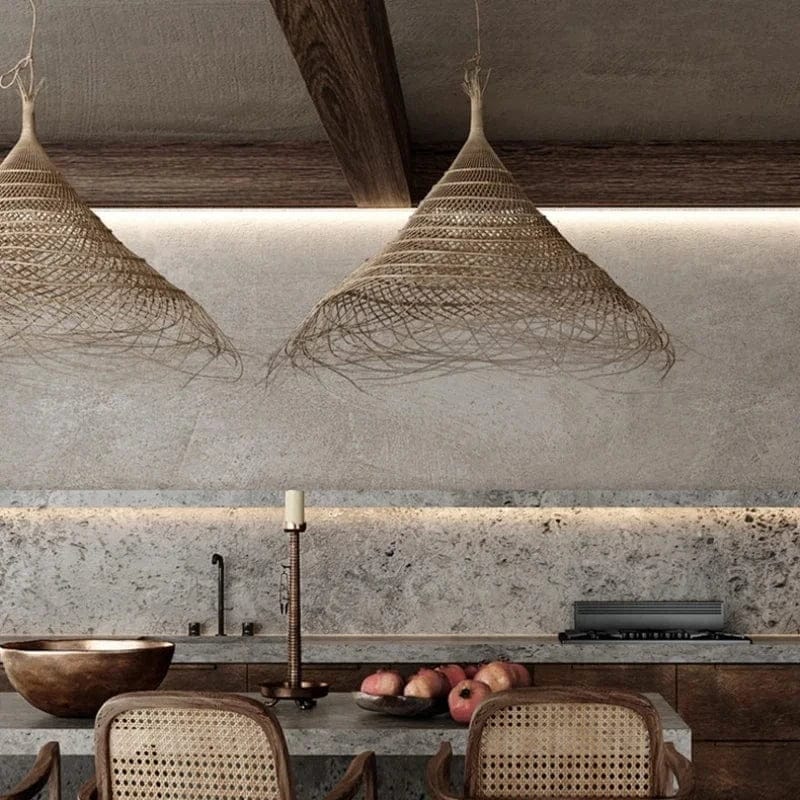 BE SHINE Suspension chapeau fibre de bambou tressé