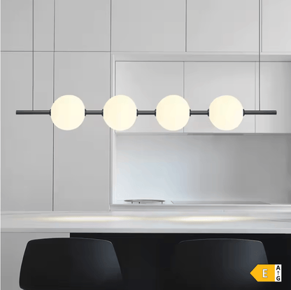 BE SHINE Suspension doré longue avec boules blanche