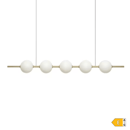 BE SHINE Suspension doré longue avec boules blanche