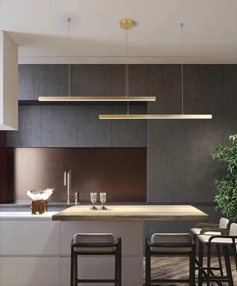 BE SHINE Suspension dorée barre led