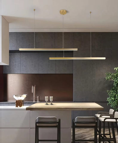 BE SHINE Suspension dorée barre led