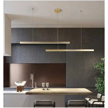 BE SHINE Suspension dorée barre led