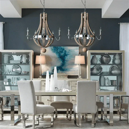 BE SHINE Suspension en bois rustique style chandelier