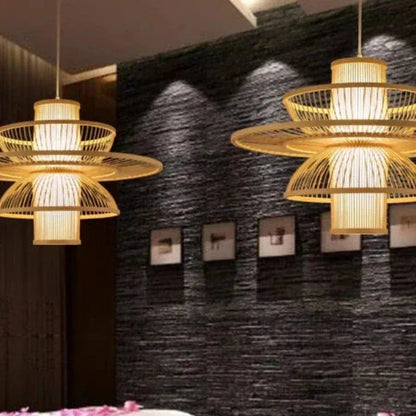 BE SHINE Suspension en bois style asiatique