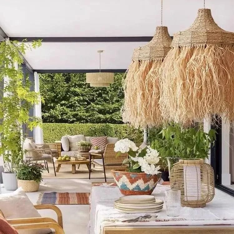 BE SHINE Suspension en paille style bohème