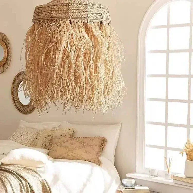 BE SHINE Suspension en paille style bohème