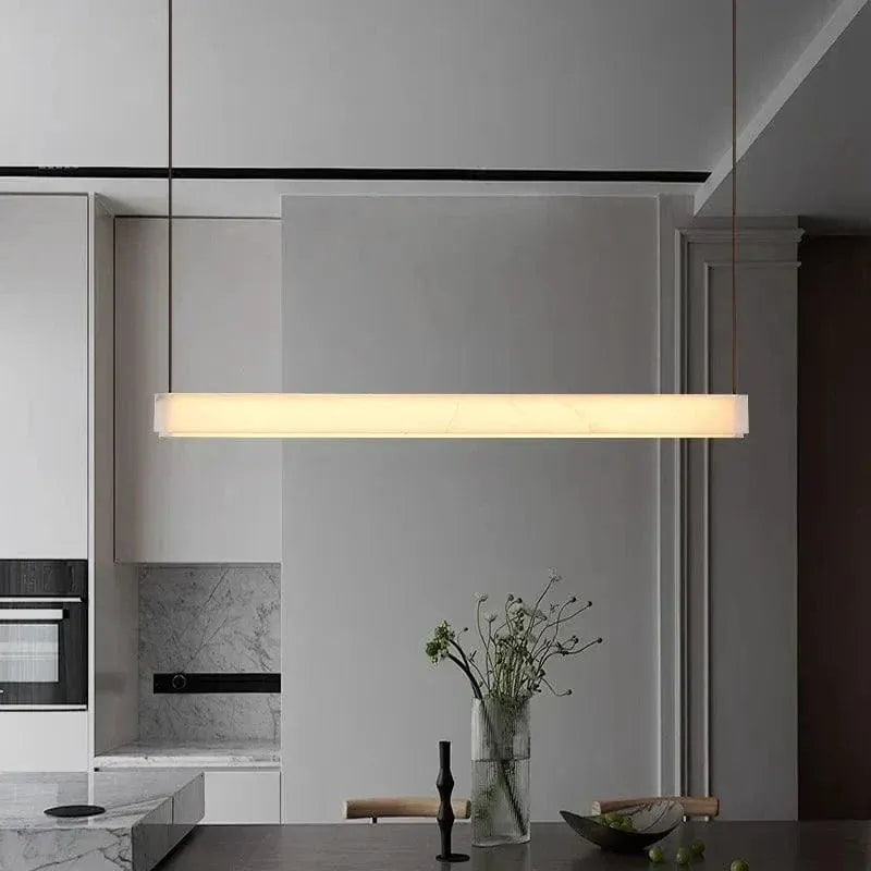 BE SHINE Suspension en pierre albâtre avec descente en cuir