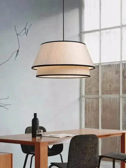 BE SHINE Suspension en tissu abat-jour noir et blanc