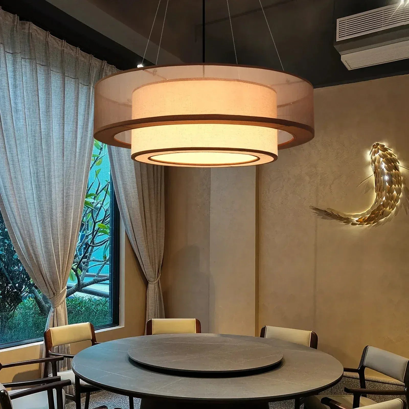 BE SHINE Suspension en tissu abats-jour superposé