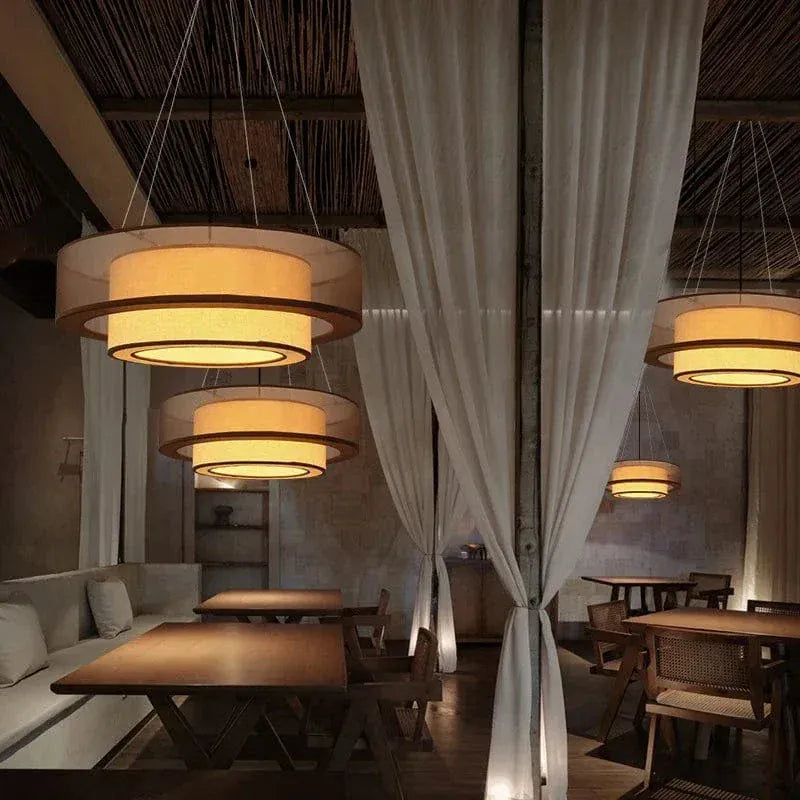 BE SHINE Suspension en tissu abats-jour superposé