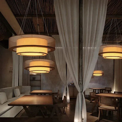 BE SHINE Suspension en tissu abats-jour superposé