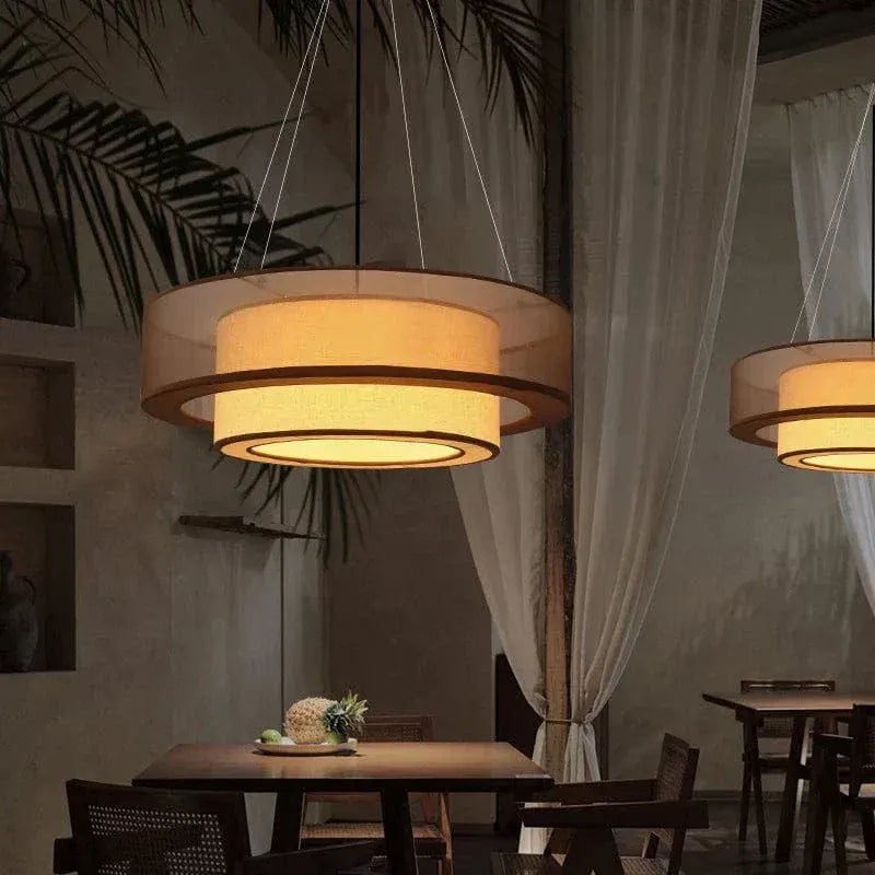 BE SHINE Suspension en tissu abats-jour superposé