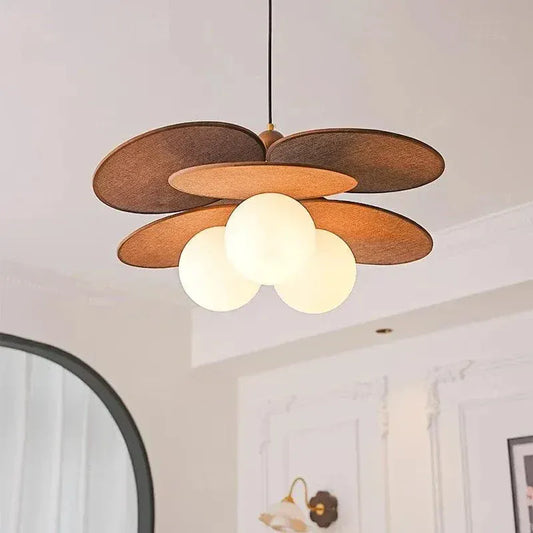 BE SHINE Suspension fleur en bois couleur ébène