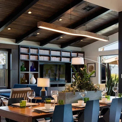 BE SHINE Suspension plate barre led bois 120 cm