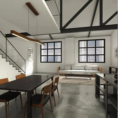 BE SHINE Suspension plate barre led bois 120 cm