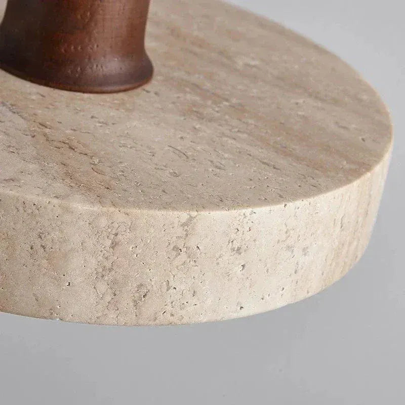 BE SHINE Suspension plate en pierre de travertin ornée de bois